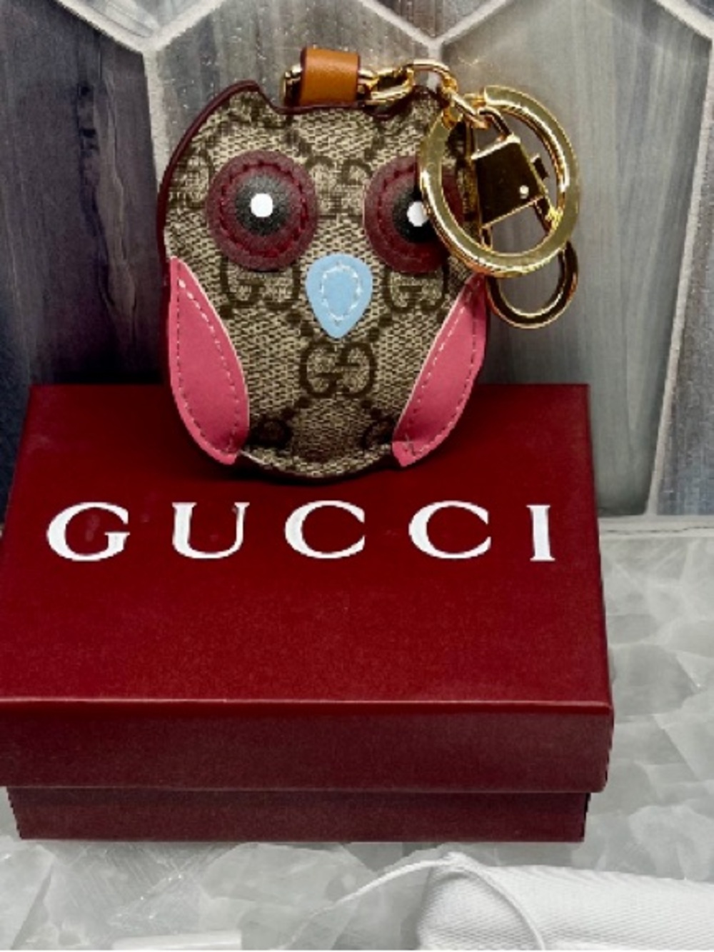 monogram owl bag/purse charm keychain